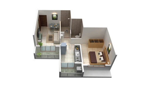 1 BHK Room - 3d Module