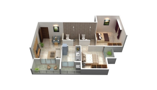 2 BHK Room 2 - 3d Module
